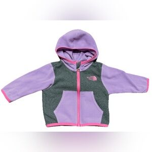 The North Face Baby Girl Fleece Hooded Jacket Size 3-6 mo Gray Pink Purple